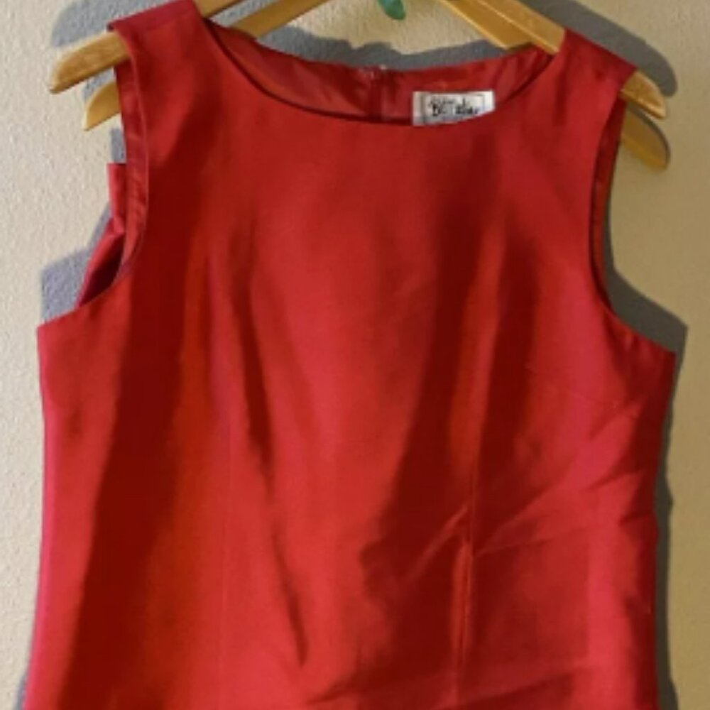 Vintage Bob Mackie 2 Piece Silk Pants & Sleeveless Top Petite 10P Red 26" Inseam